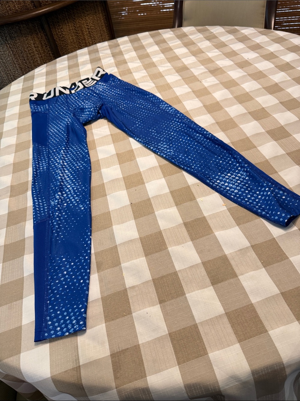 Blue Performance Leggings with Branded Waistband